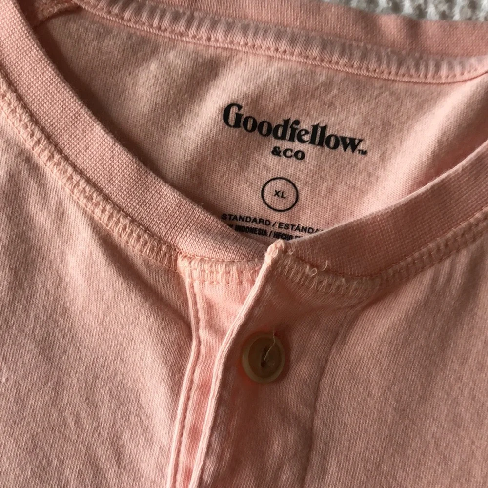 Men’s peach colored three button Henley by Goodfellow and Co. size extra large